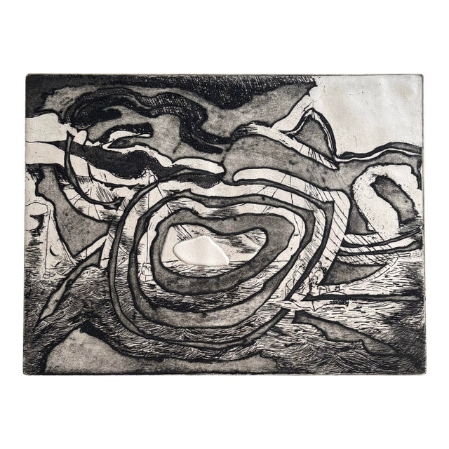 Alon Elow Abstract Etching Made by Artist in Ny Studio Signed in Pencil For Sale