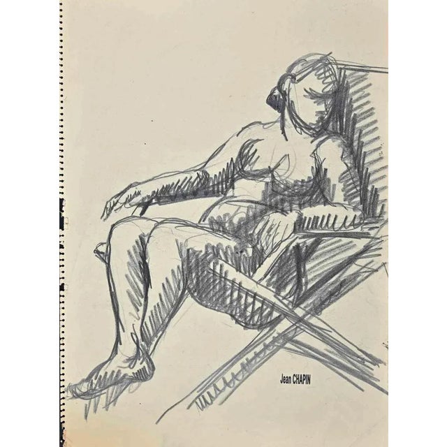 Nude of Woman is a pencil drawing realized by Jean Chapin in 1930s. Signature stamp on the yellowed paper. Good condition,...