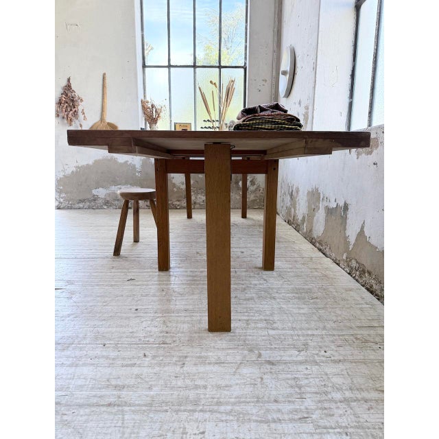 Golden Oak Farmhouse Table with Extension, 1960s For Sale - Image 13 of 18