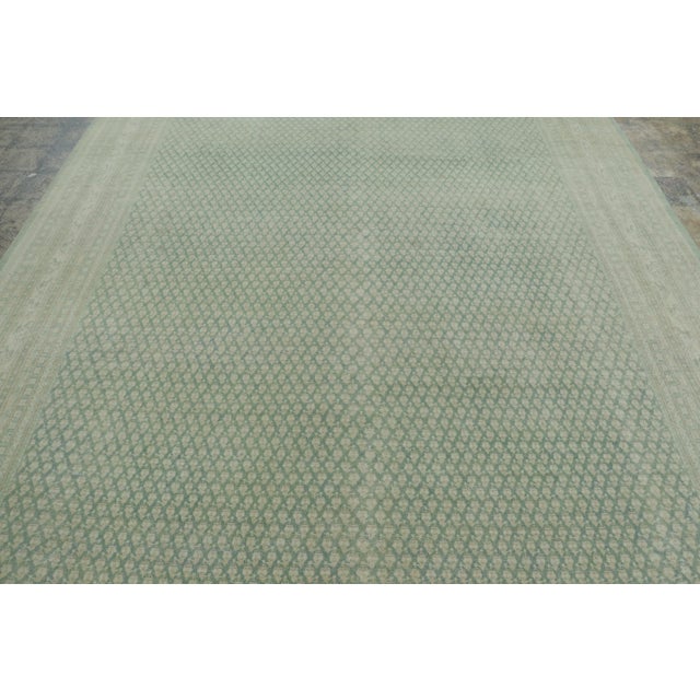 Traditional Antique Distressed Saraband Rug With Paisley Pattern in Green Hues - Rug & Kilim For Sale - Image 3 of 7