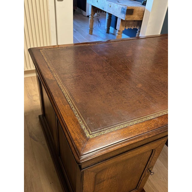 Brown Antique Partner's Desk in Teak, 1800s For Sale - Image 8 of 17
