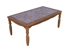 Vintage Brutalist Danish Coffee Table in Oak with Tiles, 1960s