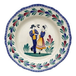 French Faience Plate Quimper Circa 1960 For Sale