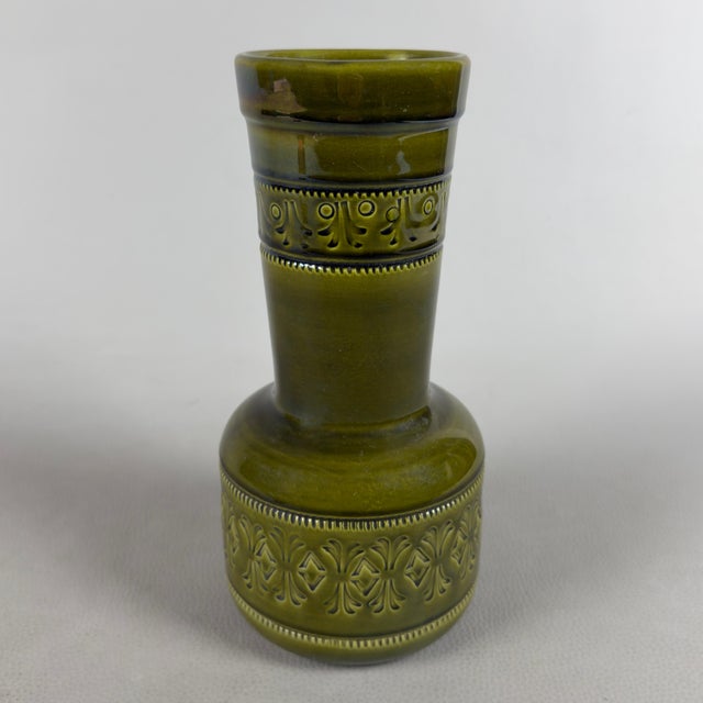 Vintage Iridescent Green Majolica Ceramic Vase from Facs San Marino, 1960s For Sale - Image 11 of 11