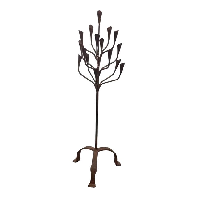 1970s Wrought Iron 16 Light Candle Holder Tree For Sale