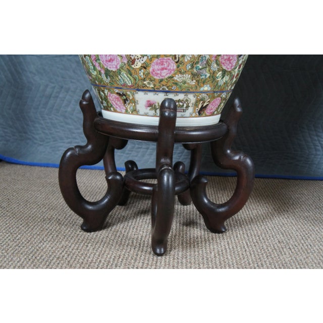 Rose Pair of Antique Chinese Porcelain Canton Famille Rose Palace Urns Vases 53" For Sale - Image 8 of 12