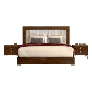 Made in Italy Contemporary Queen Bed & Nightstand Set, 3 Pieces For Sale