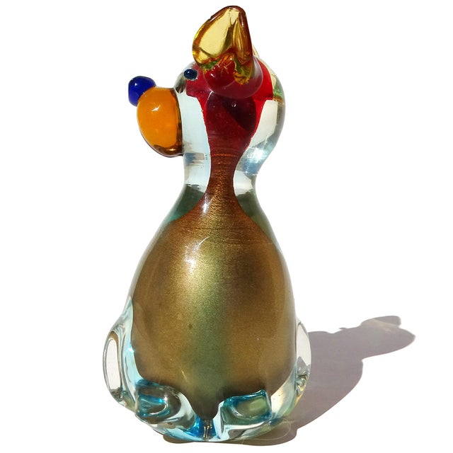 Mid-Century Modern Vintage Murano Italian Art Glass Vintage Sommerso Red Dog Copper Aventurine Flecks Paperweight Figurine Sculpture For Sale - Image 3 of 8