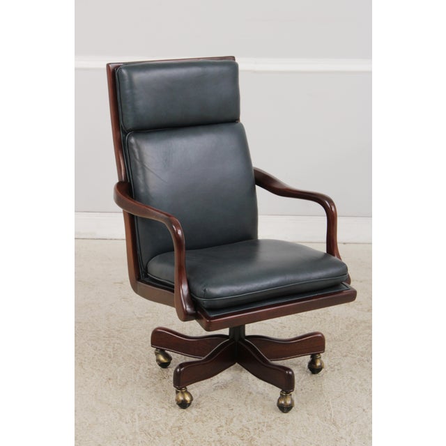 1980s Hancock & Moore Leather Executive Desk Chair For Sale - Image 5 of 15