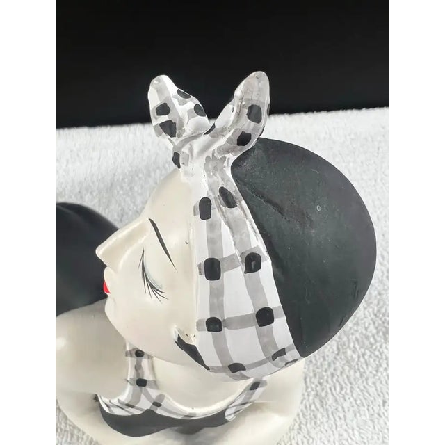 French Style Bathing Beauty Resin Figurine in Black & White Gingham Swimsuit For Sale - Image 11 of 18