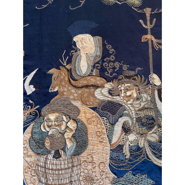 Framed Antique Japanese Silk Embroidery Fukusa Textile Panel For Sale - Image 17 of 18