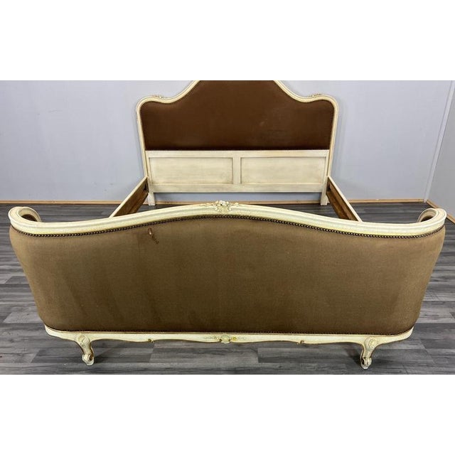 Vintage French Shabby Chic Upholstered King Size Bed Frame For Sale - Image 5 of 14