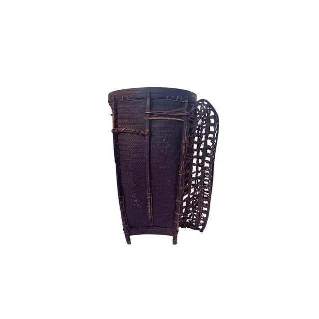 Wood Vintage Rattan Basket Dayak Tribe Hand-Woven From Kalimantan, Borneo For Sale - Image 7 of 10