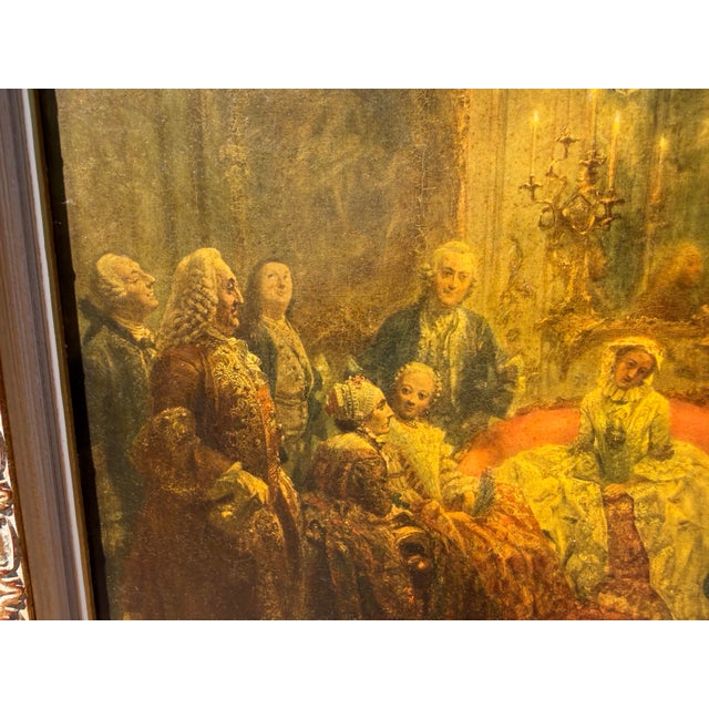 Traditional 1950s Framed Lithograph on Board of Adolph Von Menzel’s “Flute Concert of Frederick the Great at Sanssouci” For Sale - Image 3 of 6