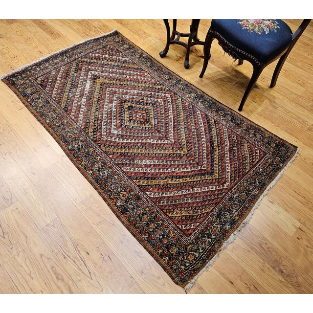 Persian Antique Persian Senneh Area Rug, Hand-Knotted Wool, Hashtrang Allover Paisley Pattern, Red, Navy & Multicolor, 4x6 For Sale - Image 3 of 13