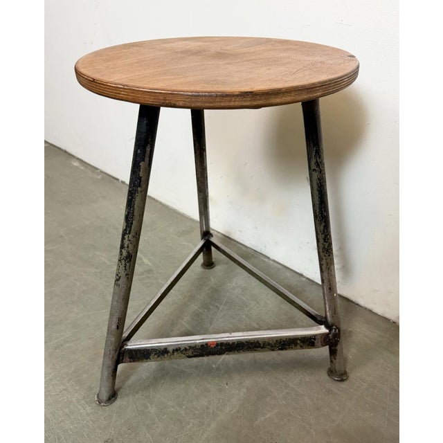 Wood Industrial Black Workshop Stool, 1960s For Sale - Image 7 of 14