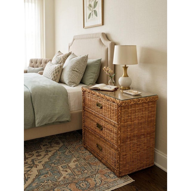 Vintage Coastal Braided Rattan Chest of Drawers For Sale In West Palm - Image 6 of 7