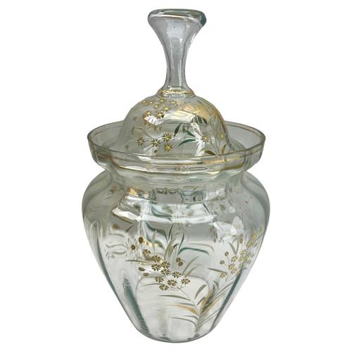 Gold Bohemian Enameled Gold Edging Glass Punch Bowl with Lid, 1900 For Sale - Image 8 of 14