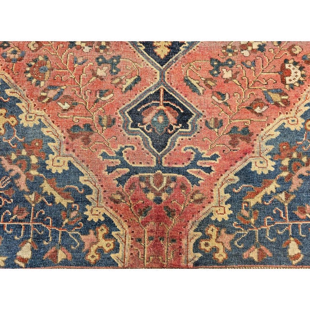 Vintage Persian Farahan Sarouk Rug, Hand-Knotted Wool, Floral Pattern, Rust Red & Blue, 5x7 For Sale - Image 16 of 17