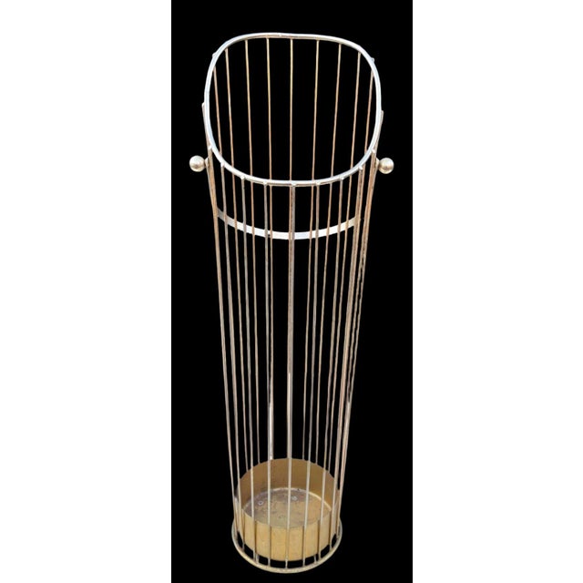 Mid-Century Modern Mid 20th Century Brass Wire Umbrella Stand After Mathieu Mategot For Sale - Image 3 of 9
