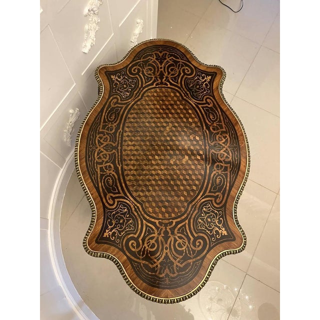 Mid 19th Century Victorian French Freestanding Marquetry and Parquetry Centre Table, 1860s For Sale - Image 5 of 18
