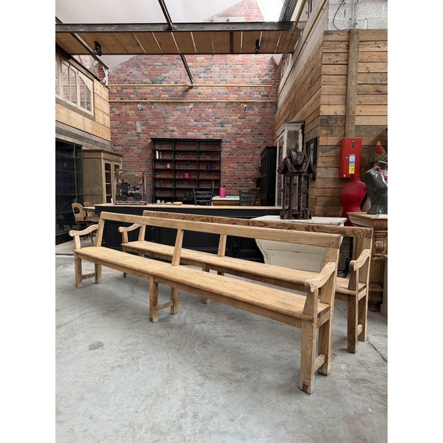 Benches with Backrests, Early 20th Century, Set of 2 For Sale - Image 3 of 13