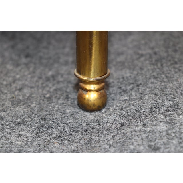 1950s Pair Directoire Style Brass and Giltwood Eglomise Top End Tables For Sale - Image 5 of 13