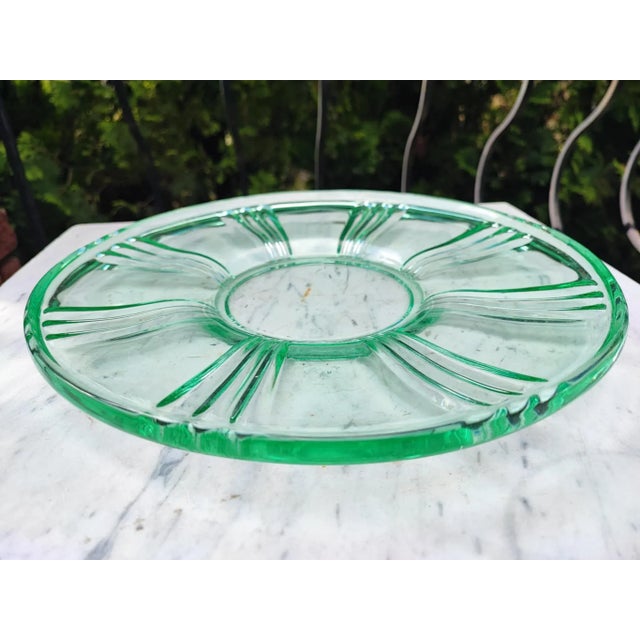 Green Art Deco Green Glass Plate from Niemen Glassworks, 1920s For Sale - Image 8 of 8