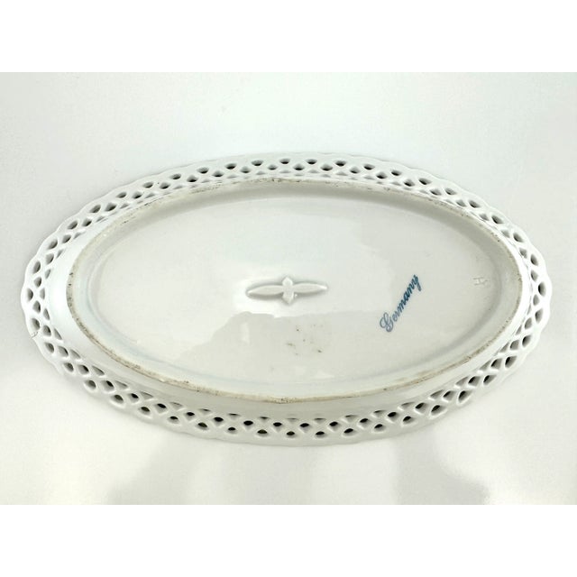 1940's German Hand Painted Floral Oval Bowl For Sale In Little Rock - Image 6 of 9