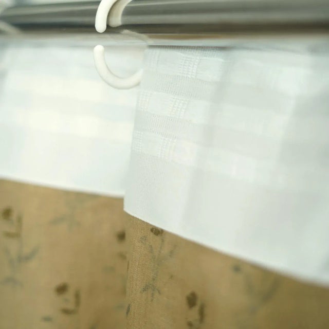 Gray Handmade Costal Tulip Ring Curtain in Viscose Coloured Linen for Windows Size -54"Wx108"L For Sale - Image 8 of 8