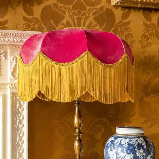 The Raspberry Fringed Lampshade - Large For Sale - Image 4 of 4