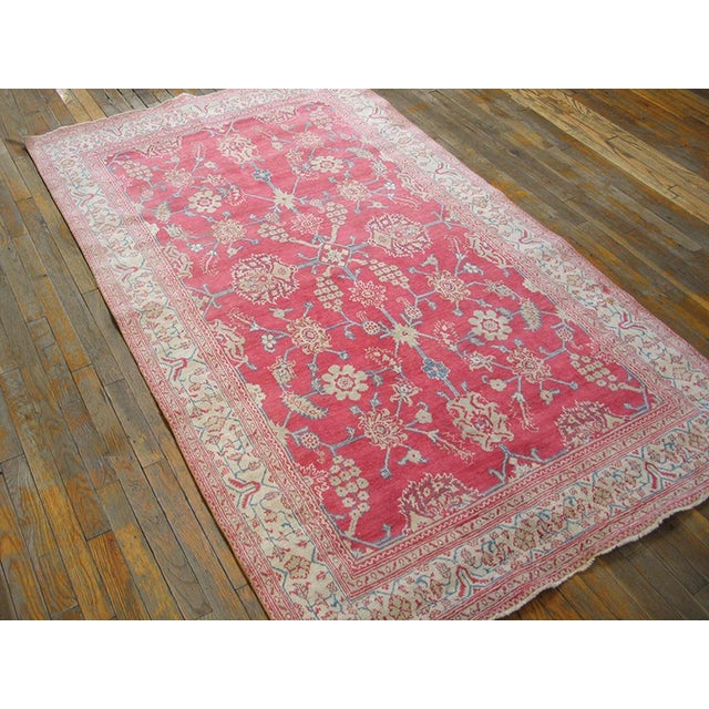 Antique Indian Agra rug, measures: 4'6" x 7'9". Antique Agra - Cotton Small Scatter Size Wool Rug, Country of Origin:...