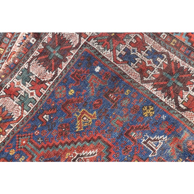 Antique Persian Shiraz Rug With Indigo Field and Diamond Medallions For Sale - Image 12 of 12