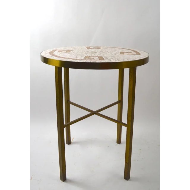 Mosaic Tile Top Table With Brass Legs Chairish