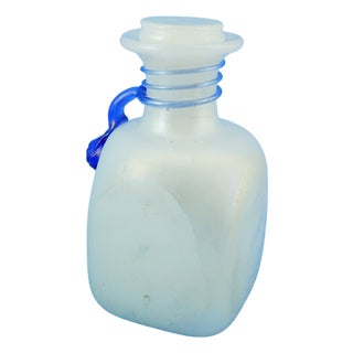 19th Century Milk Murano Glass Perfume Bottle with Blue Cameo attributed to Salviati & C. For Sale