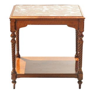 19th C. French Marble Top Walnut Table For Sale