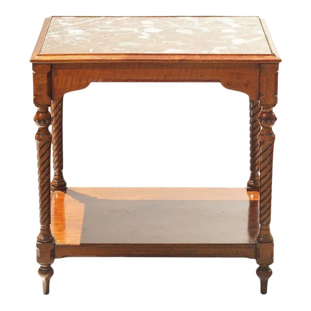 19th C. French Marble Top Walnut Table For Sale