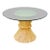 1970s Signed McGuire Bamboo Rattan Wheat Sheaf Pedestal Base 45” Round Glass Top Dining Table For Sale