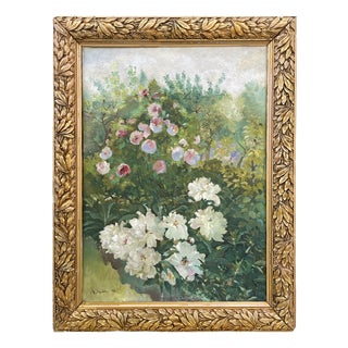 Alexandre Guelle, Flower Garden, 1911, Oil Painting on Canvas, Framed For Sale