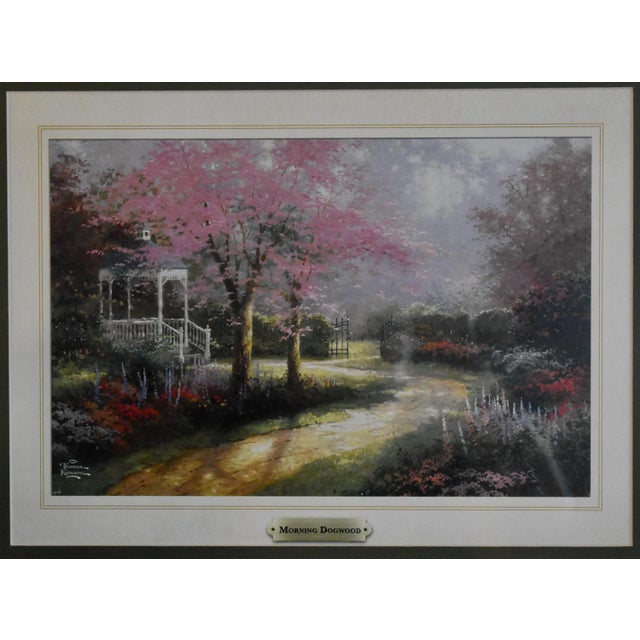 Thomas Kinkade Morning Dogwood Framed Matted Art Print Vintage Garden Gazebo For Sale - Image 10 of 15