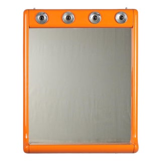 Vintage Aluminium and Plastic Mirror with 4 Lights, Italy, 1970s For Sale
