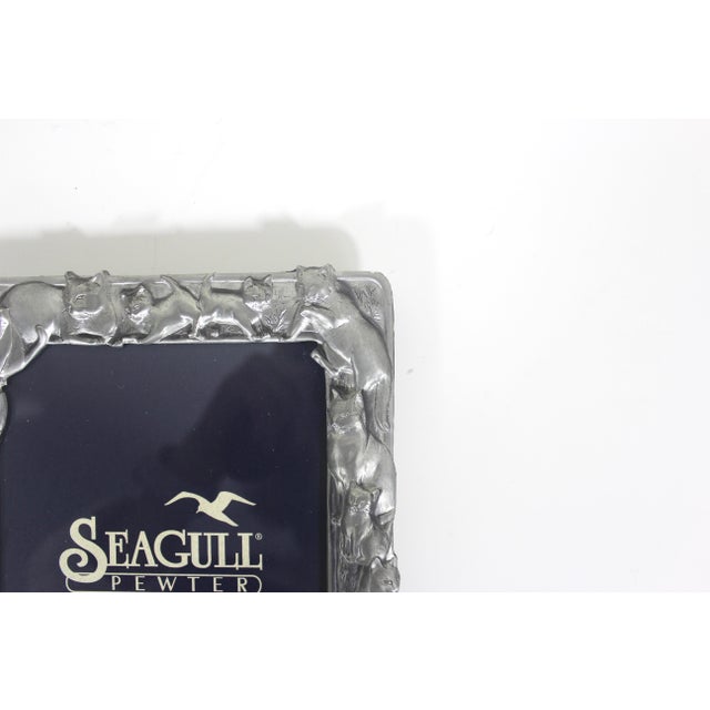 Metal Vintage Pewter Cat Picture Frame 5 X 7 Large Seagull Canada Easel Table Top Photograph Portrait Rectangular Photo Pf230 For Sale - Image 7 of 9