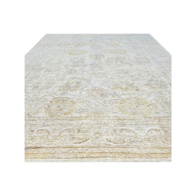 Gold 1990s Handwoven Mahal Style Area Rug 9x12 For Sale - Image 8 of 10