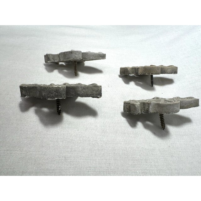 Light Gray French Fleur-De-Lis Embossed Concrete Cabinetry Knobs, Set of Four For Sale - Image 8 of 12