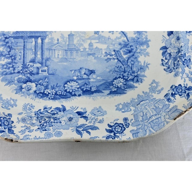 English English 19th Century Blue & White Porcelain Platter For Sale - Image 3 of 9