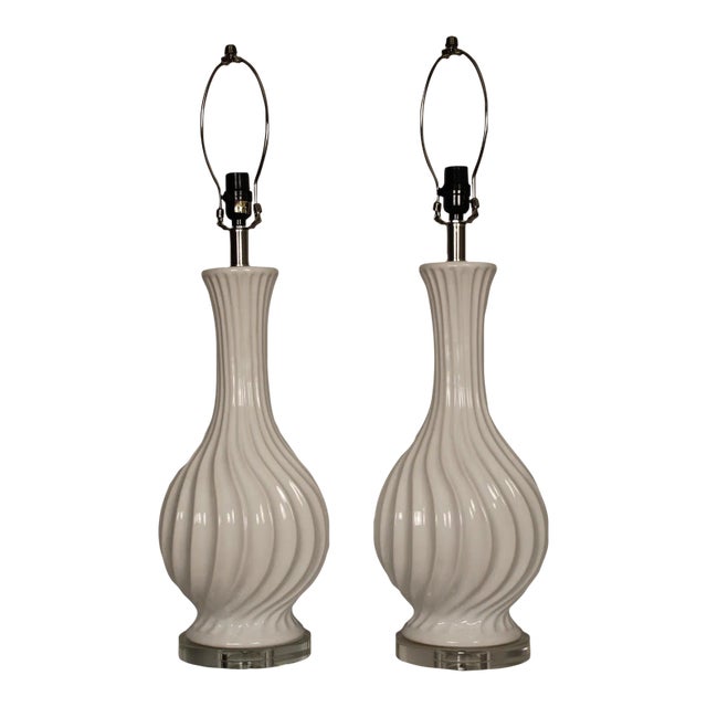 Mid 20th Century Dorothy Draper Style Ceramic Lamps - a Pair For Sale