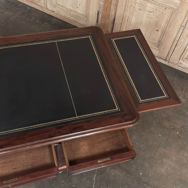 19th Century French Louis Philippe Period Executive Leather Top Mahogany Desk For Sale - Image 18 of 18