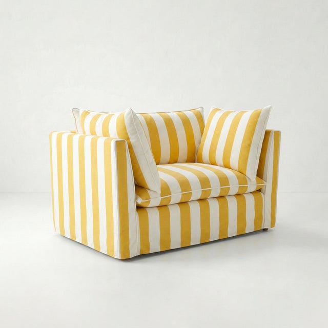 A joyous beautiful loveseat made by hand in the USA using natural materials with a large dollop of comfort. 'Tradition...