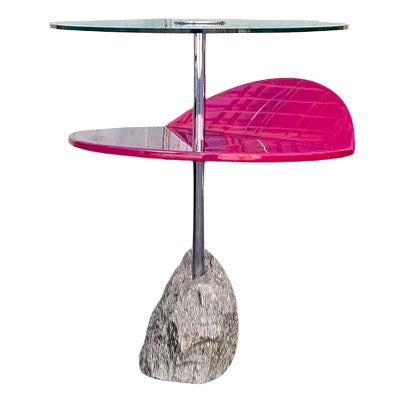 Italian Side Tables with Stone Base from Saporiti Italia, 1980s For Sale