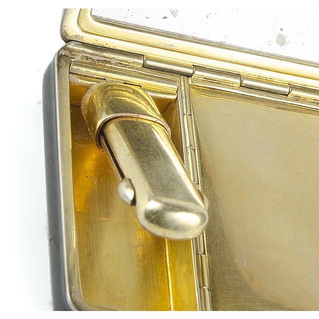 Early 20th Century Art Déco Metal and Black Enamel Compact Vanity Case With Mirror and Lipstick Holder, France For Sale - Image 9 of 9